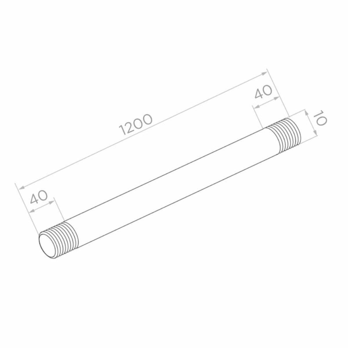 Tirant M10 pentru copertină din sticlă, inox AISI 304, lungime 1.2 m, finisaj satinat - N75.1120.4US