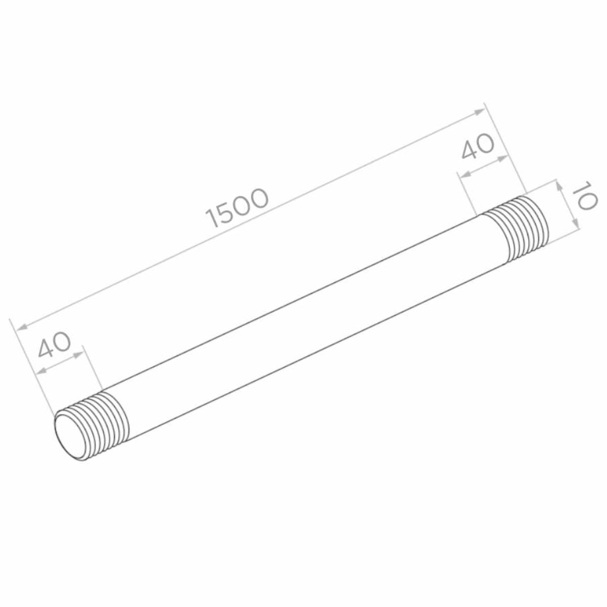 Tirant M10 pentru copertină din sticlă, inox AISI 304, lungime 1.5 m, finisaj satinat - N75.1150.4US
