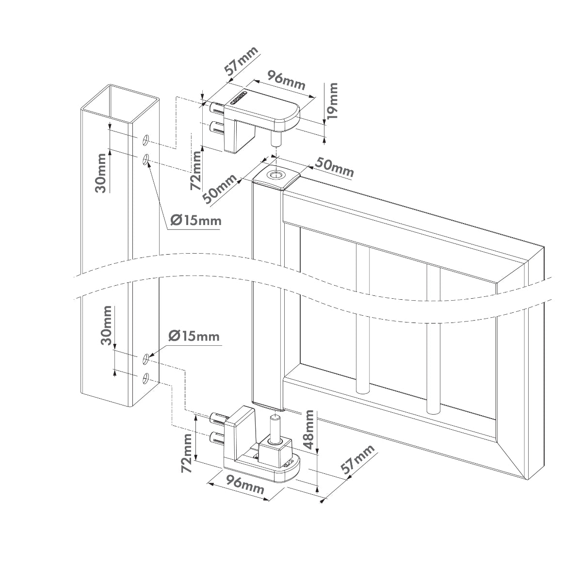 Set Balamale Reglabile NOSEHINGE-I – 90°, Aluminiu