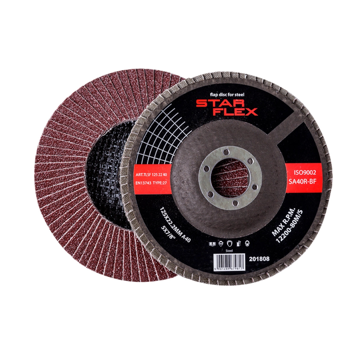 Disc lamelar plat pentru oțel T27, 125 × 22 mm, granulație 40 – TLSF1252240