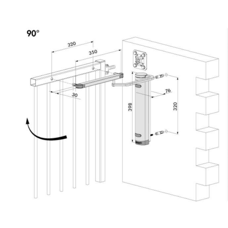 Amortizor hidraulic pentru porți și uși pietonale - Verticlose 2 Wall