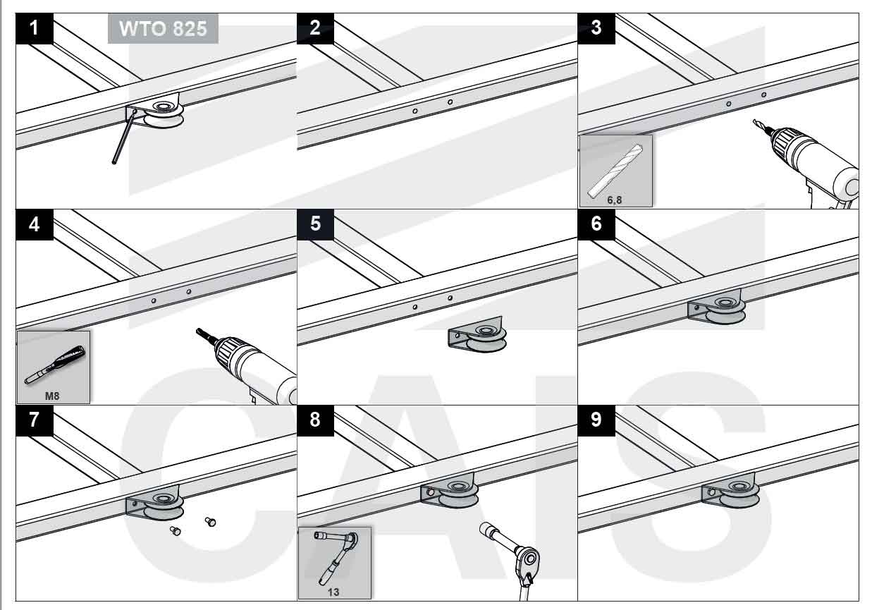 Kit pentru poartă culisantă, deschidere maximă de 4.5m-300kg - seria X-TRACK 4.5 WTO