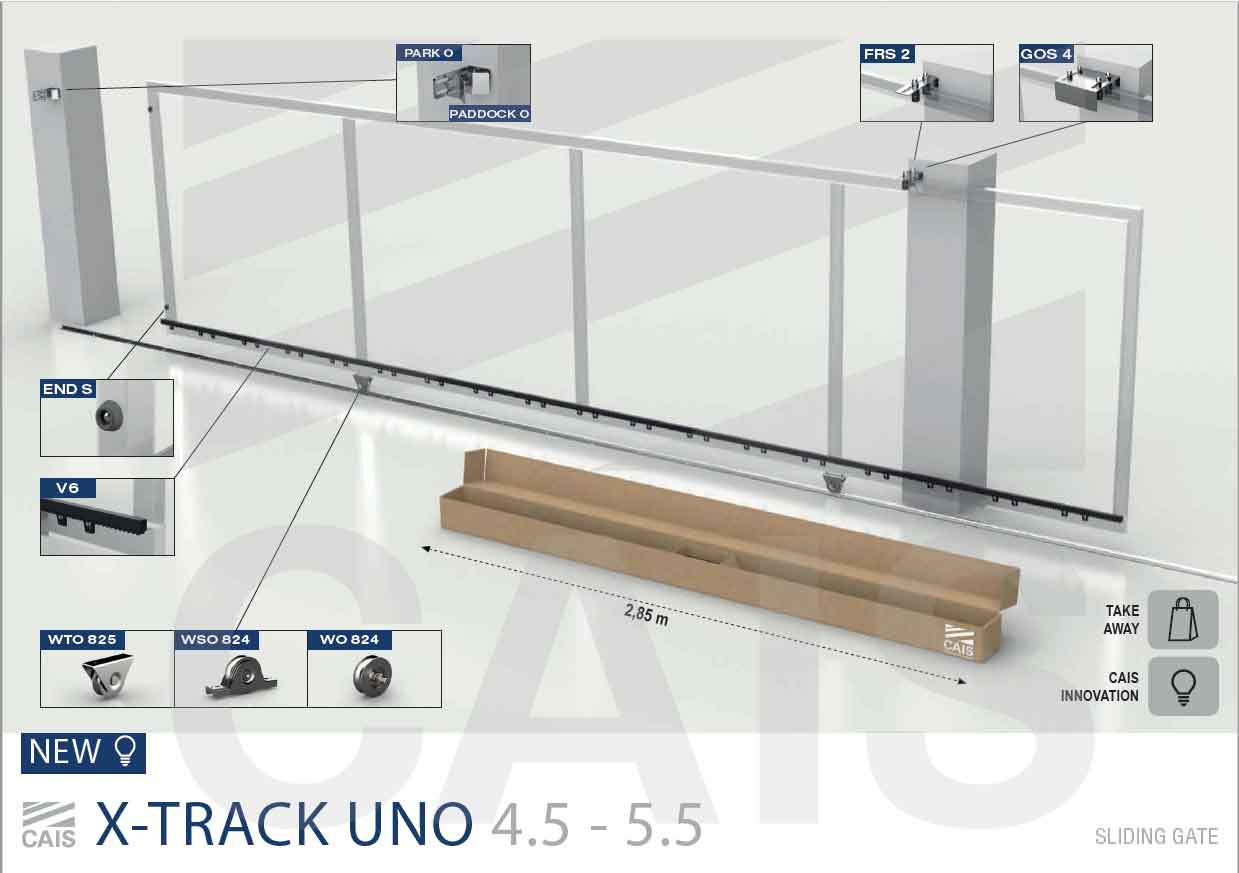 Kit pentru poartă culisantă, deschidere maximă de 5.5m-300kg - seria X-TRACK 5.5 WTO