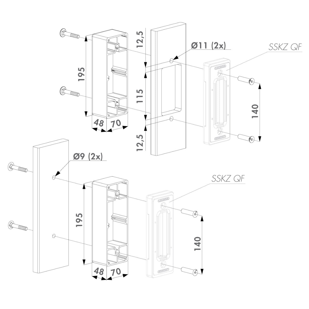 Adaptor din aluminiu pentru opritor poartă culisantă SSKZ QF – O-SET