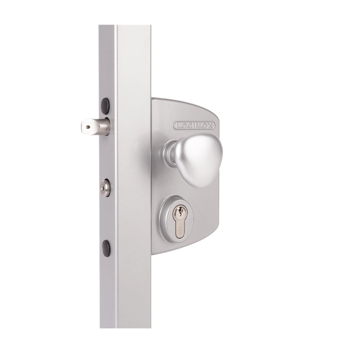 Broască aplicată pentru poartă 30–50 mm, cu mâner și cilindru – LAKQ30U2LVSZKR