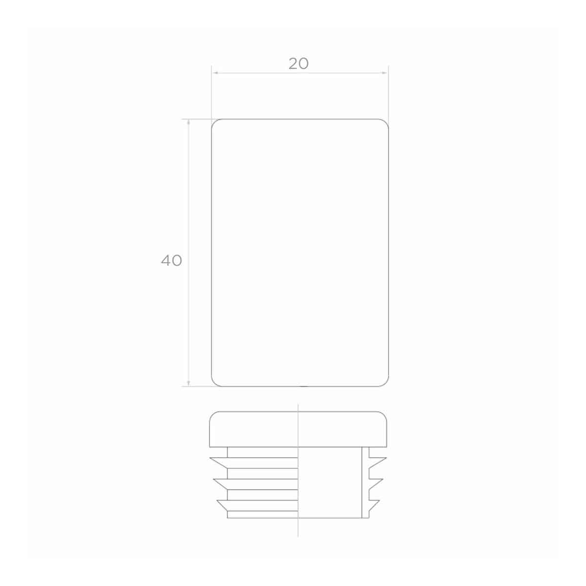 Capac din plastic pentru profil dreptunghiular 20x40 mm; ART.410