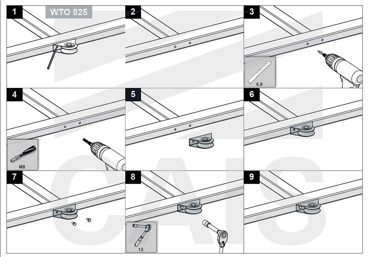 Kit pentru poartă culisantă, deschidere maximă de 4.5m-300kg - seria X-TRACK 4.5 WTO