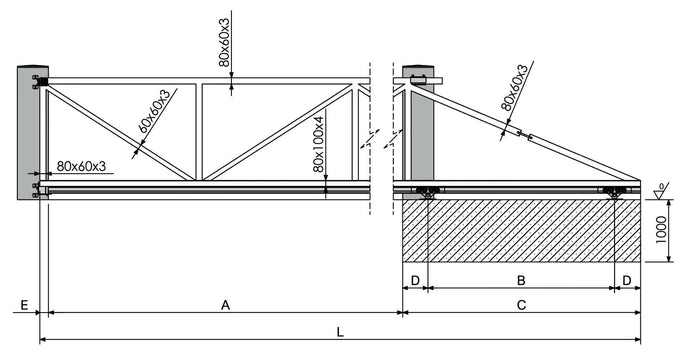 Kit poartă autoportantă CAIS DEMO – deschidere 6 m / 600 kg