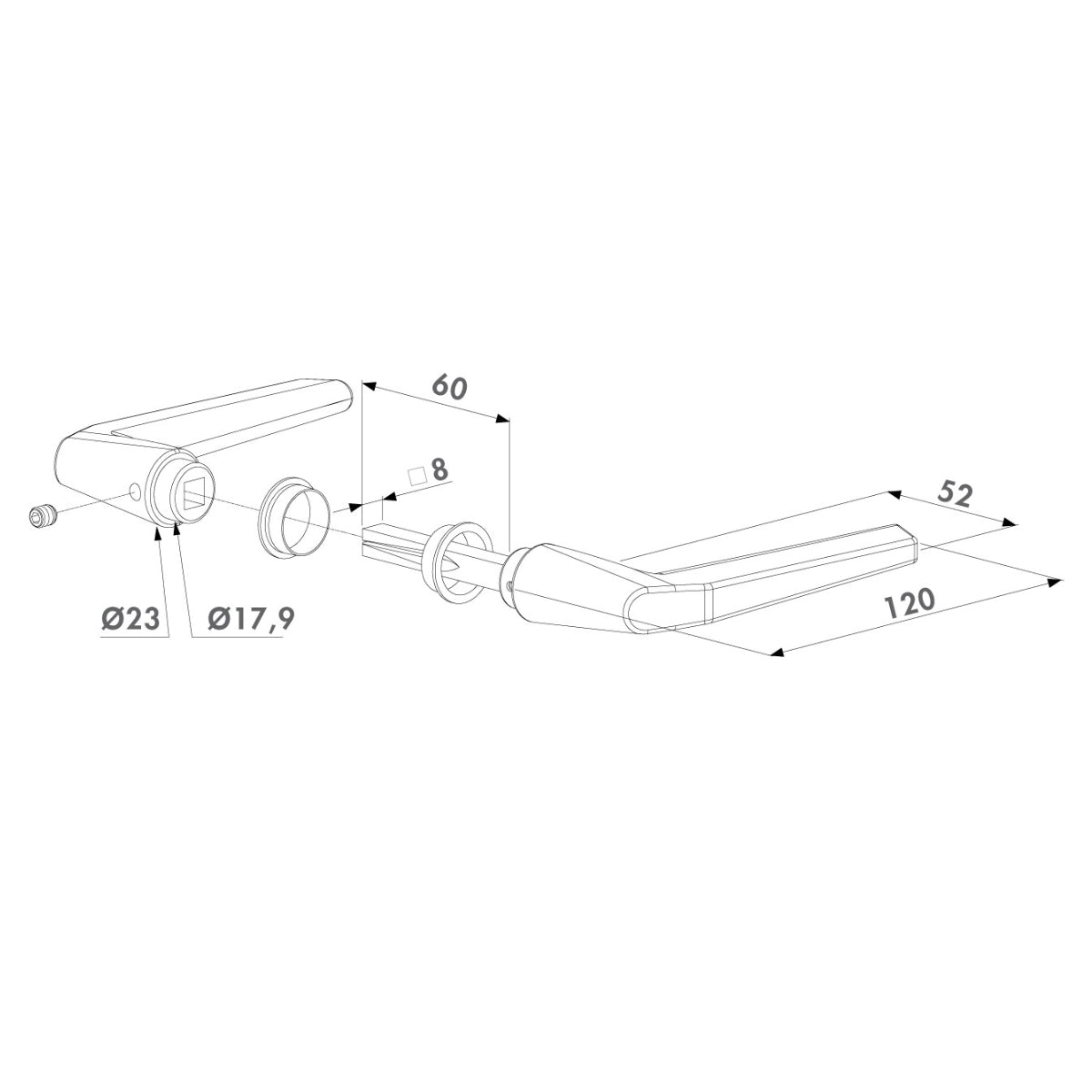 Set mânere ușă din aluminiu anodizat – model 3006M