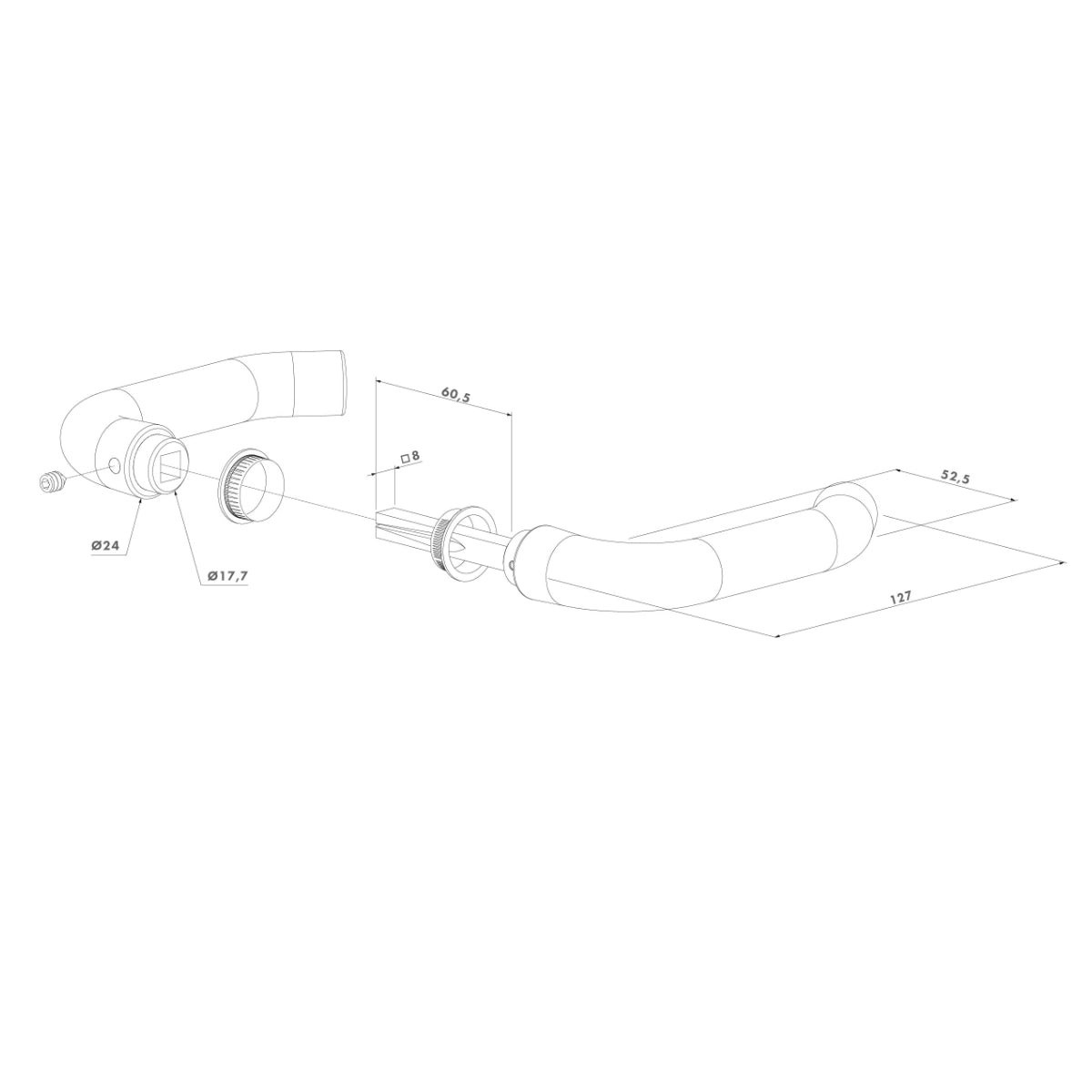 Set mânere ușă din aluminiu anodizat negru, model 3006B