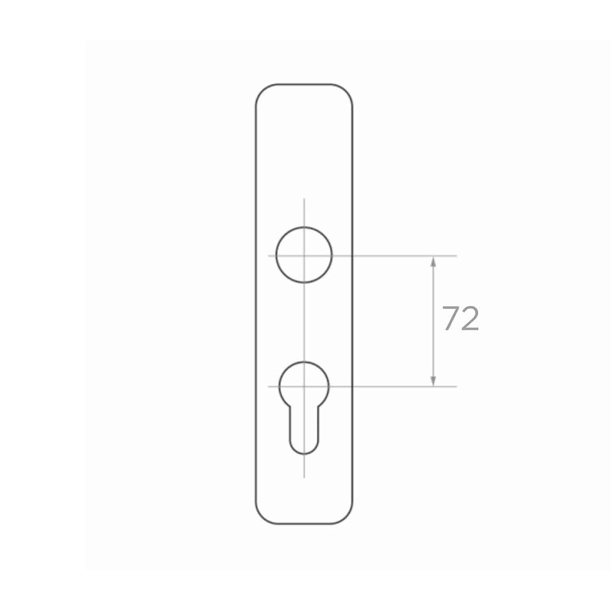 Mâner cu sild și cu buton exterior fix pentru usă H72