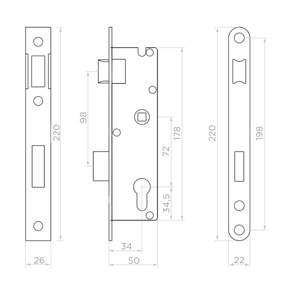 Broască incastrabilă pentru uși metalice 220/72 - 63.211