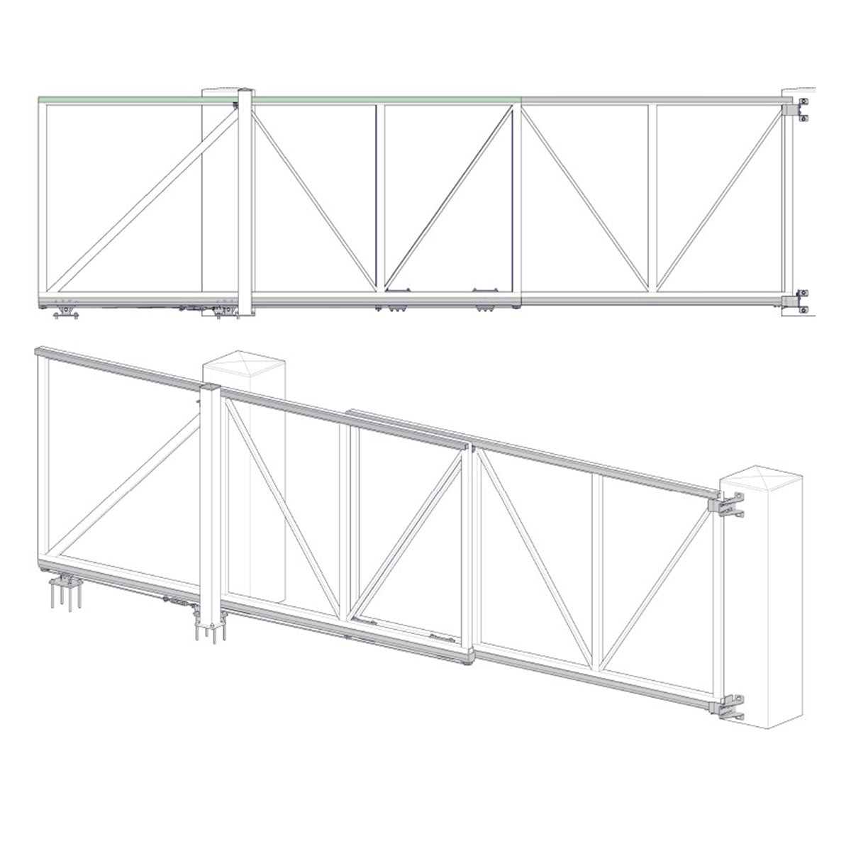 Kit autoportant telescopic 2 foi, pentru deschidere maximă 4.25m/325kg